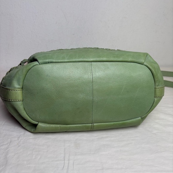 MARTA PONTI Leather Woven Sage Crossbody Bucket Handbag Purse Boho - Picture 7 of 17